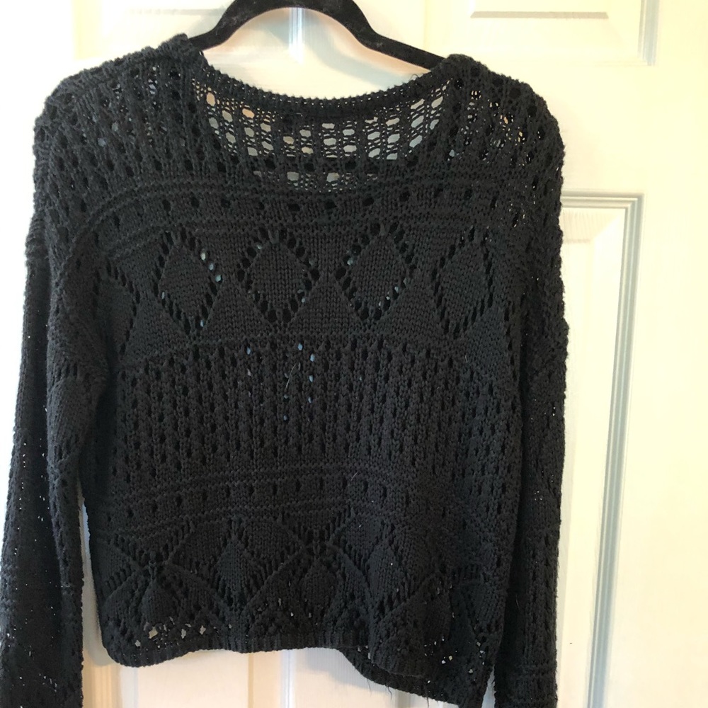 See through black sweater